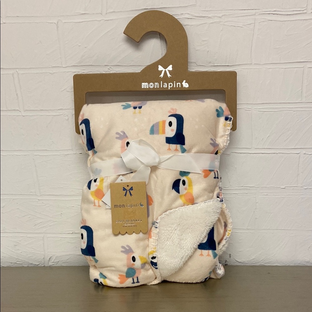 Mon Lapin Baby Blanket with Toucan Print. Soft and Cozy 30" x 40"